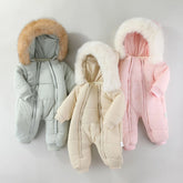 AYNIGIELL 2025 Winter New Jumpsuit with Thickened Warm Hooded Jumpsuit and Built-in Fleece for Baby Girl and Baby Boy Clothing