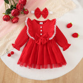 Baby girl Holiday Party Dress Ruffled Chiffon Fashionable Dress suitable for Girls aged 0-24 Months in Spring and Autumn Dress