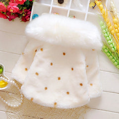 Baby girl clothes 0-3Y winter coat thick warm wool fur coat girl wool sweater coat pearl princess coat Kids Cute Coat Clothes