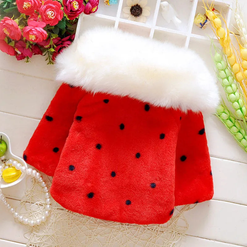 Baby girl clothes 0-3Y winter coat thick warm wool fur coat girl wool sweater coat pearl princess coat Kids Cute Coat Clothes
