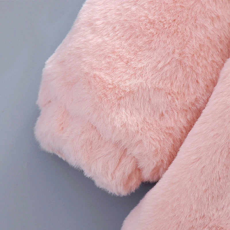 Cute Rabbit Ears Plush Baby Jacket Christmas Sweet Princess Girls Coat Autumn Winter Warm Hooded Outerwear Toddler Girl Clothes