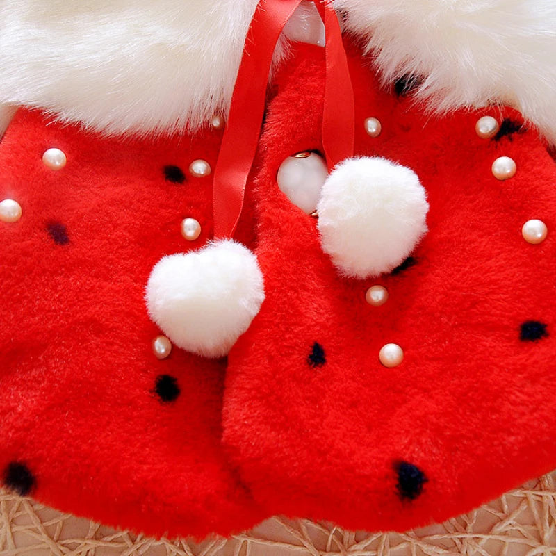 Baby girl clothes 0-3Y winter coat thick warm wool fur coat girl wool sweater coat pearl princess coat Kids Cute Coat Clothes