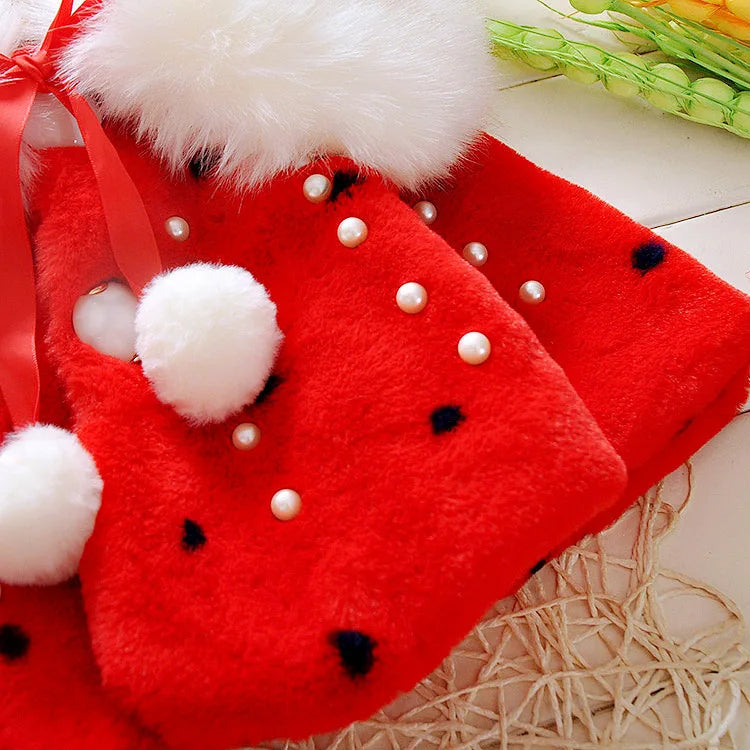 Baby girl clothes 0-3Y winter coat thick warm wool fur coat girl wool sweater coat pearl princess coat Kids Cute Coat Clothes
