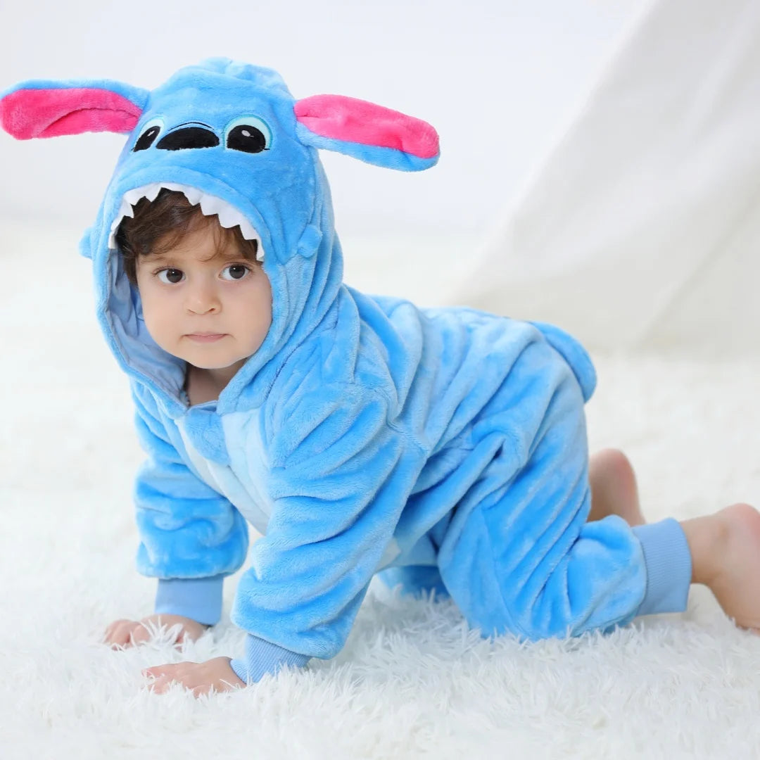 Newborn Baby Stitch Animal Cartoon Romper Clothes Girls Pajamas Long Sleeve Hooded Onesies Infant Boys Costumes For Halloween