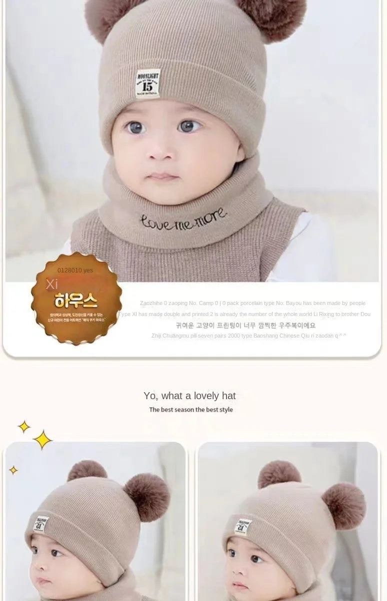 Autumn Winter Baby Knit Hat Stretchable Warm Ear Flap Beanie Toddler Infant Cap Washable Cozy Hat for Boys Girls Daily Wear