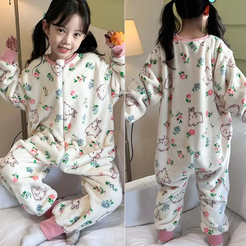 Cartoon Flannel Fleece Children Baby Sleepwear Warm Winter Clothes Toddler Sleep Clothing Pajamas For Girls Boys Kids 1-6T