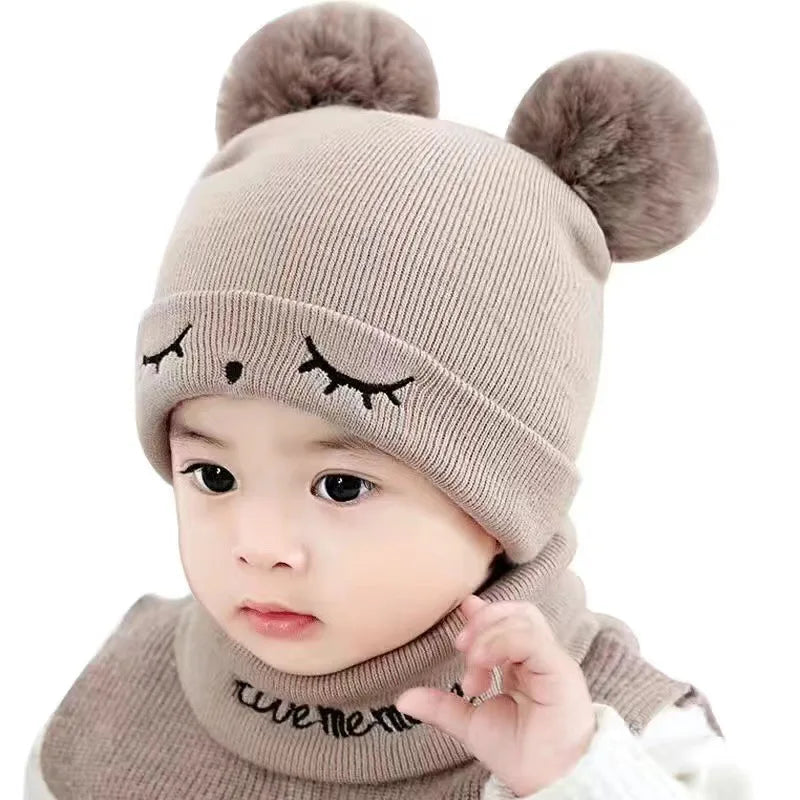 Autumn Winter Baby Knit Hat Stretchable Warm Ear Flap Beanie Toddler Infant Cap Washable Cozy Hat for Boys Girls Daily Wear