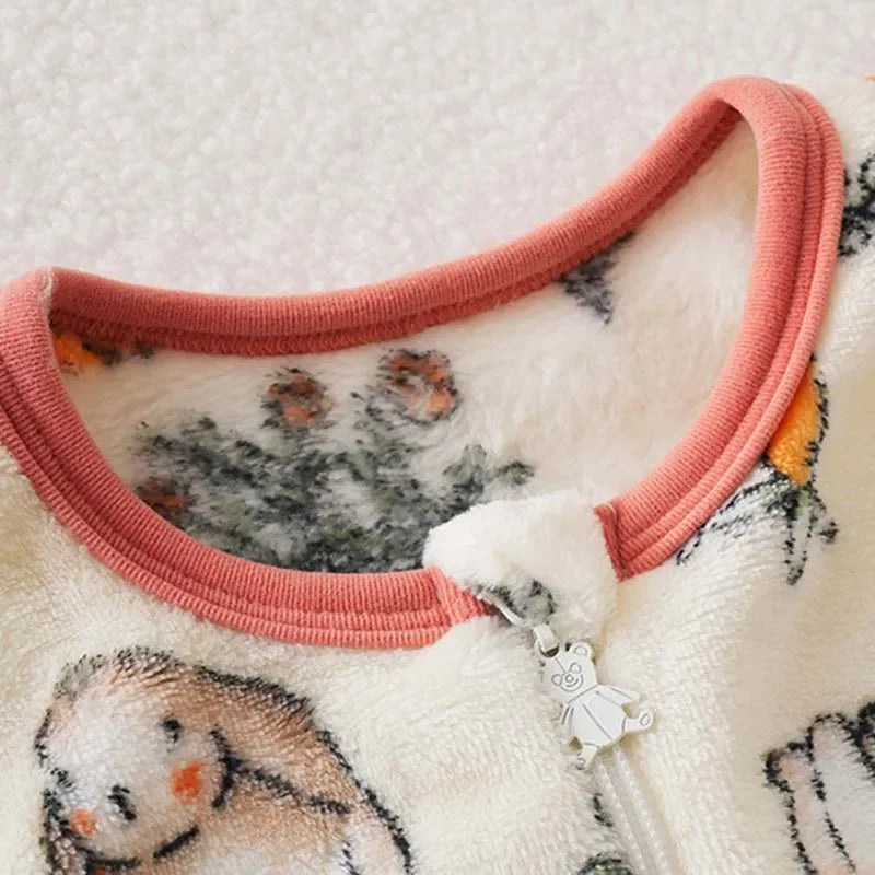 Cartoon Flannel Fleece Children Baby Sleepwear Warm Winter Clothes Toddler Sleep Clothing Pajamas For Girls Boys Kids 1-6T