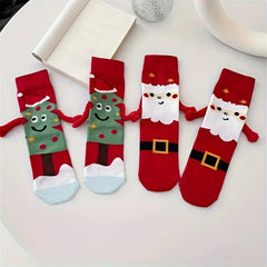 1 Pair Christmas Socks - Soft & Cozy Gumball Socks with Santa & Snowman Designs, Red & Green Winter Theme,Perfect for Home Decor