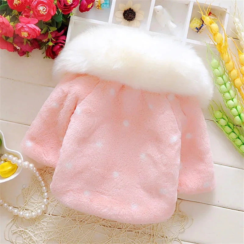 Baby girl clothes 0-3Y winter coat thick warm wool fur coat girl wool sweater coat pearl princess coat Kids Cute Coat Clothes