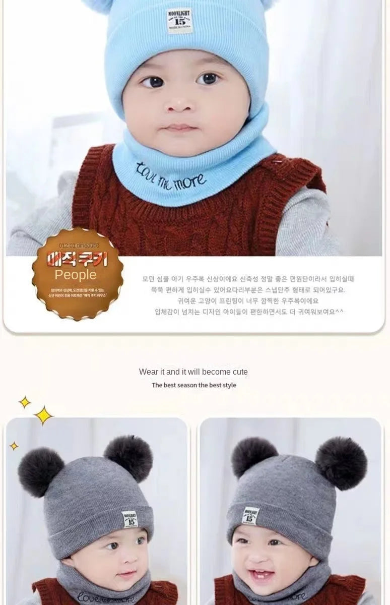 Autumn Winter Baby Knit Hat Stretchable Warm Ear Flap Beanie Toddler Infant Cap Washable Cozy Hat for Boys Girls Daily Wear