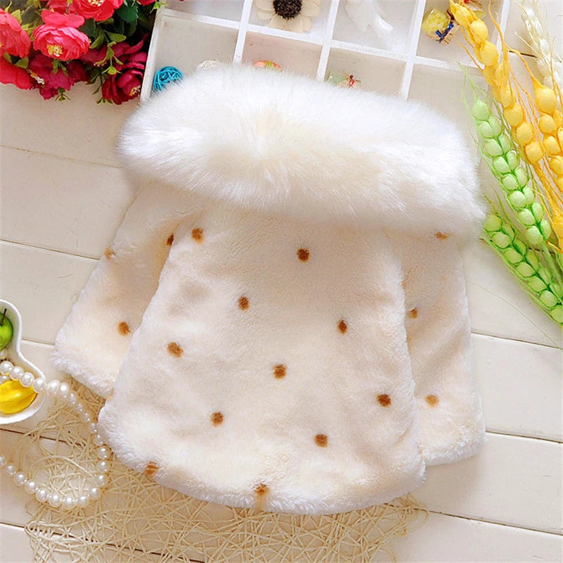 Baby girl clothes 0-3Y winter coat thick warm wool fur coat girl wool sweater coat pearl princess coat Kids Cute Coat Clothes