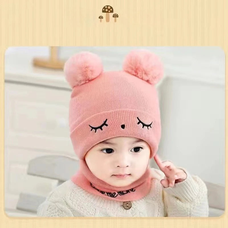 Autumn Winter Baby Knit Hat Stretchable Warm Ear Flap Beanie Toddler Infant Cap Washable Cozy Hat for Boys Girls Daily Wear