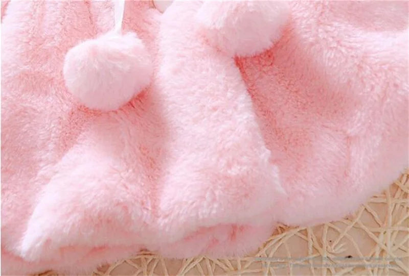 Baby girl clothes 0-3Y winter coat thick warm wool fur coat girl wool sweater coat pearl princess coat Kids Cute Coat Clothes