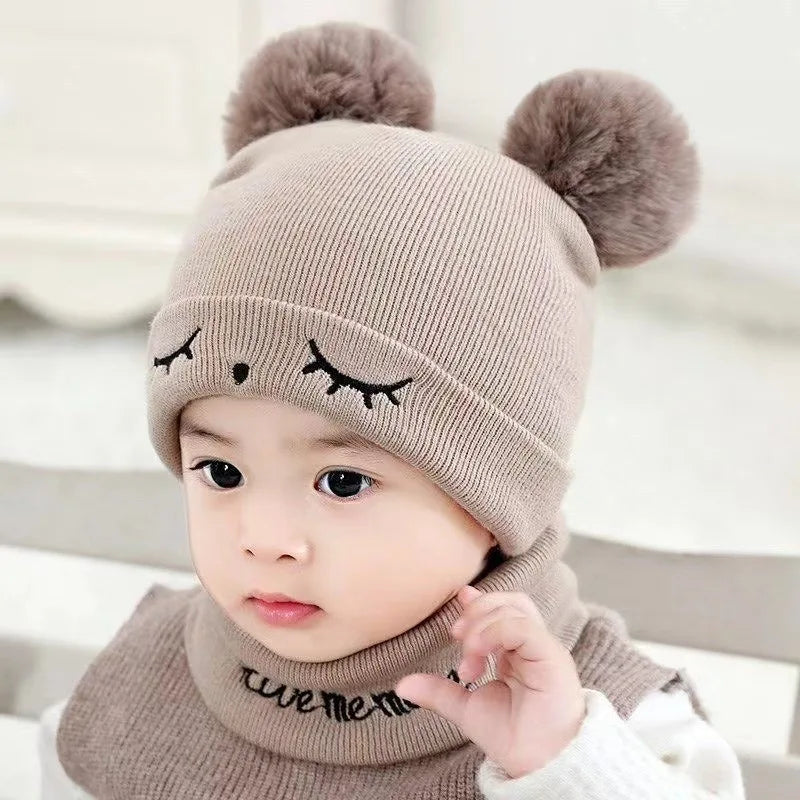 Autumn Winter Baby Knit Hat Stretchable Warm Ear Flap Beanie Toddler Infant Cap Washable Cozy Hat for Boys Girls Daily Wear