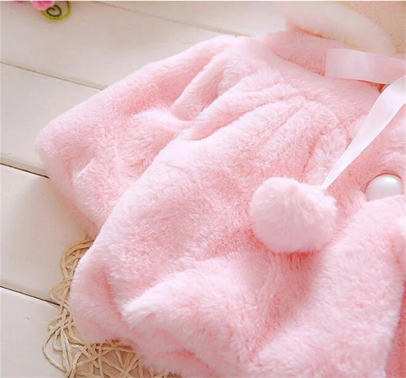 Baby girl clothes 0-3Y winter coat thick warm wool fur coat girl wool sweater coat pearl princess coat Kids Cute Coat Clothes
