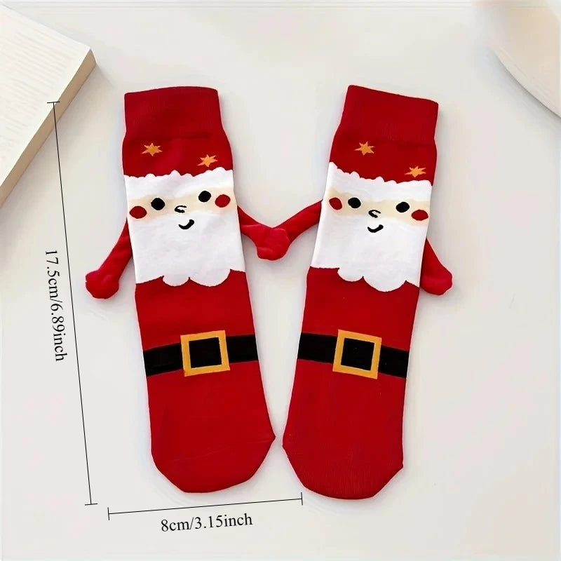 1 Pair Christmas Socks - Soft & Cozy Gumball Socks with Santa & Snowman Designs, Red & Green Winter Theme,Perfect for Home Decor