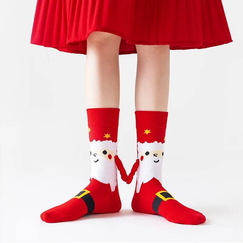 1 Pair Christmas Socks - Soft & Cozy Gumball Socks with Santa & Snowman Designs, Red & Green Winter Theme,Perfect for Home Decor
