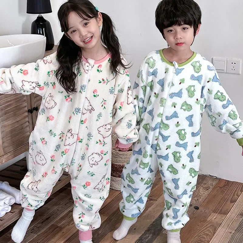 Cartoon Flannel Fleece Children Baby Sleepwear Warm Winter Clothes Toddler Sleep Clothing Pajamas For Girls Boys Kids 1-6T