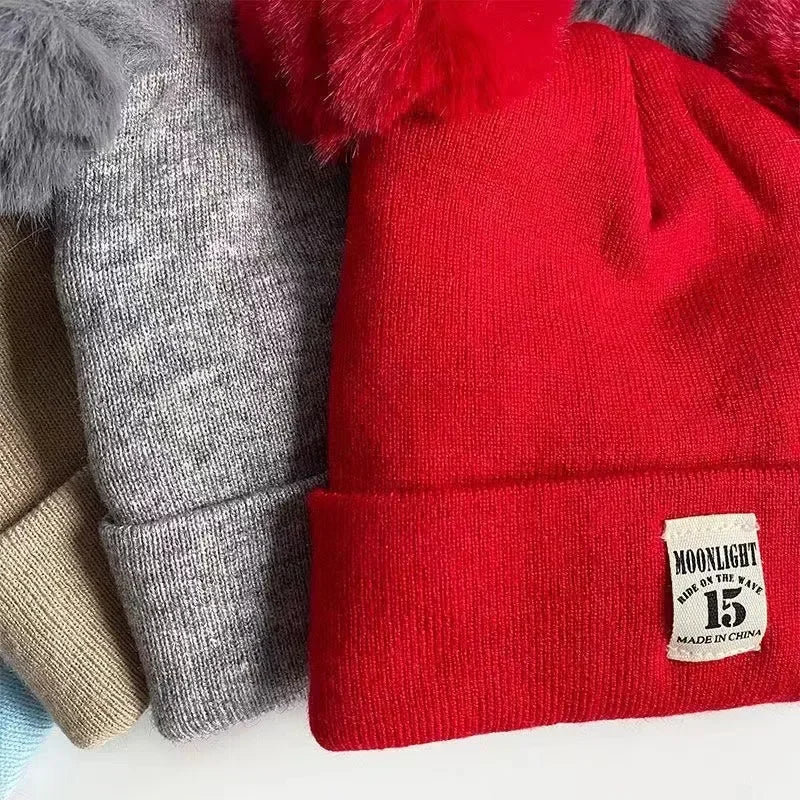 Autumn Winter Baby Knit Hat Stretchable Warm Ear Flap Beanie Toddler Infant Cap Washable Cozy Hat for Boys Girls Daily Wear