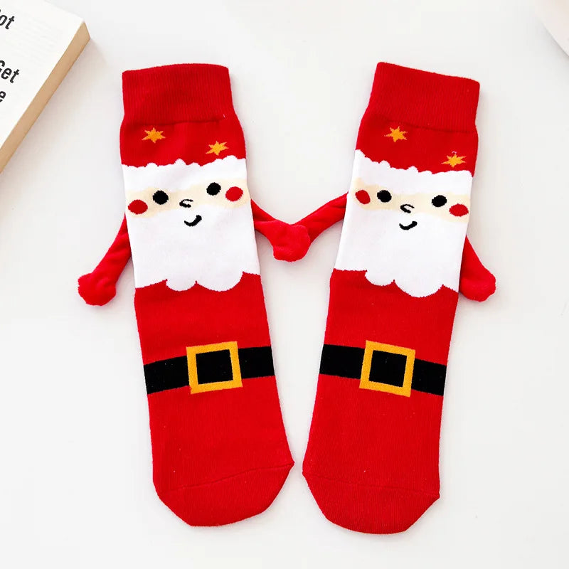 1 Pair Christmas Socks - Soft & Cozy Gumball Socks with Santa & Snowman Designs, Red & Green Winter Theme,Perfect for Home Decor