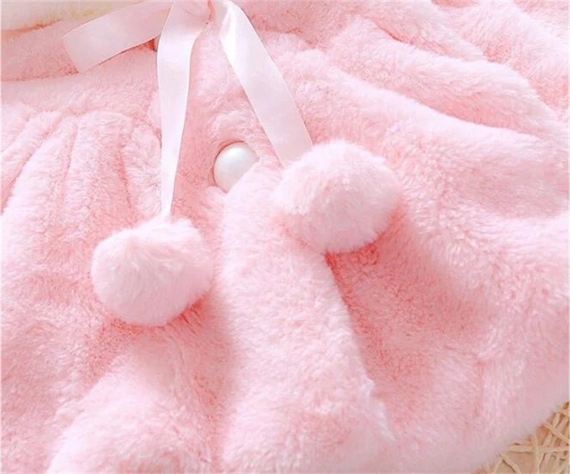 Baby girl clothes 0-3Y winter coat thick warm wool fur coat girl wool sweater coat pearl princess coat Kids Cute Coat Clothes