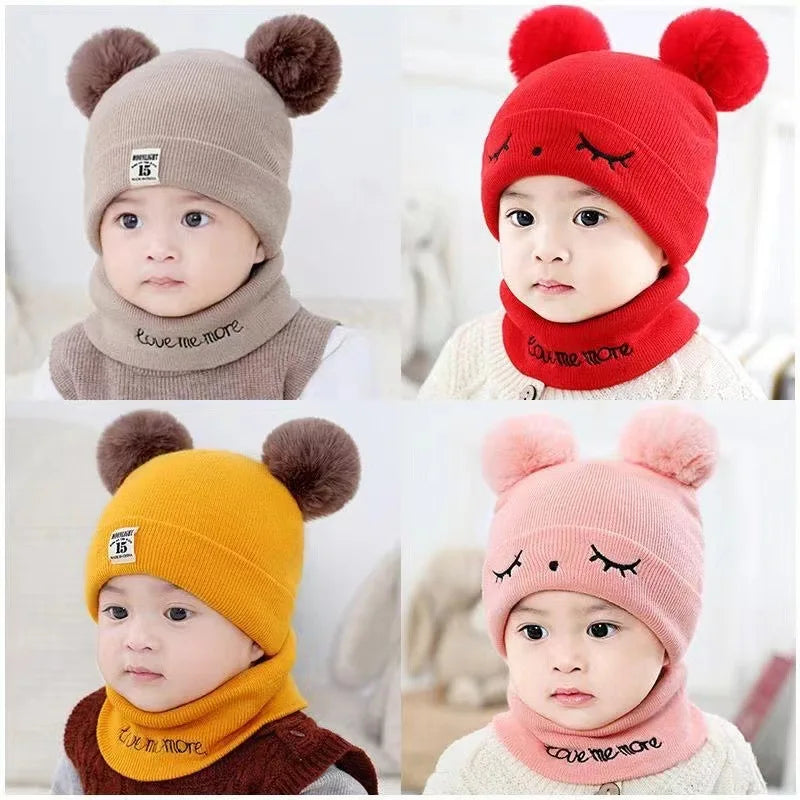 Autumn Winter Baby Knit Hat Stretchable Warm Ear Flap Beanie Toddler Infant Cap Washable Cozy Hat for Boys Girls Daily Wear