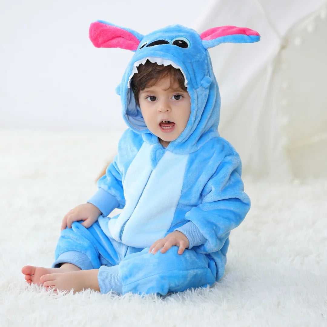 Newborn Baby Stitch Animal Cartoon Romper Clothes Girls Pajamas Long Sleeve Hooded Onesies Infant Boys Costumes For Halloween
