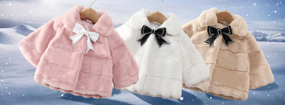 Baby girl clothes 0-3Y winter coat thick warm wool fur coat girl wool sweater coat pearl princess coat Kids Cute Coat Clothes