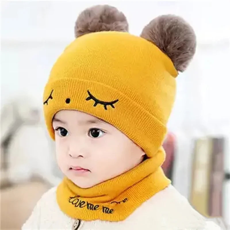 Autumn Winter Baby Knit Hat Stretchable Warm Ear Flap Beanie Toddler Infant Cap Washable Cozy Hat for Boys Girls Daily Wear