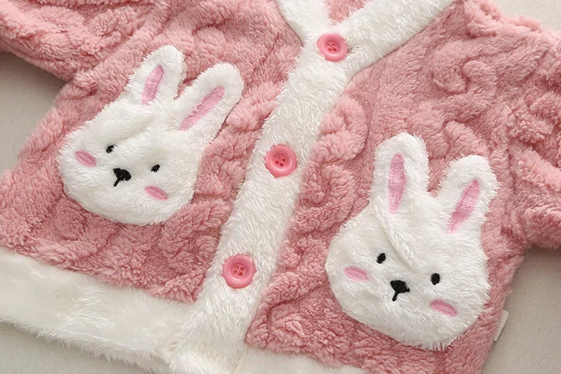 Girls' Autumn Winter Sleepwear Set Baby Fashion Plush Home Clothes Infant Children Small Cute Fleece Coral Velvet Pajamas