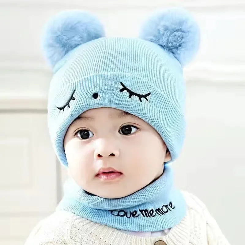 Autumn Winter Baby Knit Hat Stretchable Warm Ear Flap Beanie Toddler Infant Cap Washable Cozy Hat for Boys Girls Daily Wear