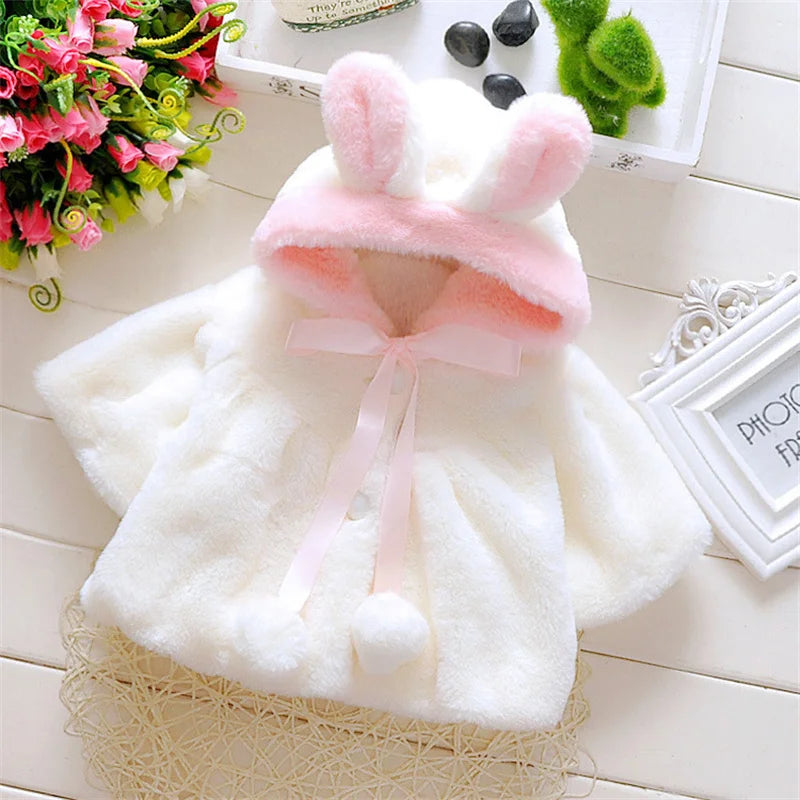 Baby girl clothes 0-3Y winter coat thick warm wool fur coat girl wool sweater coat pearl princess coat Kids Cute Coat Clothes