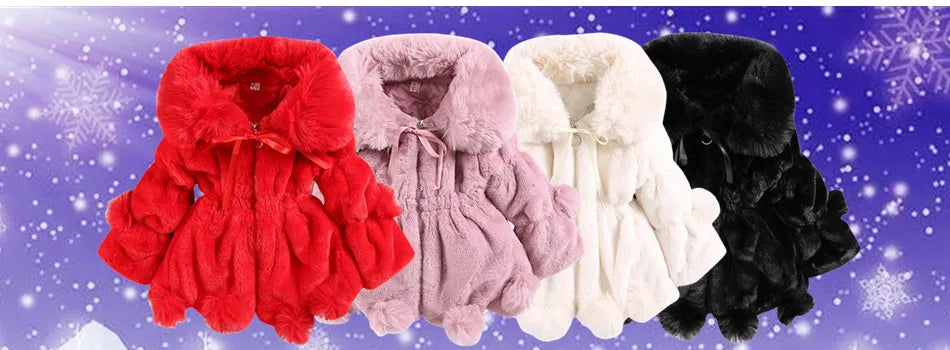 Baby girl clothes 0-3Y winter coat thick warm wool fur coat girl wool sweater coat pearl princess coat Kids Cute Coat Clothes