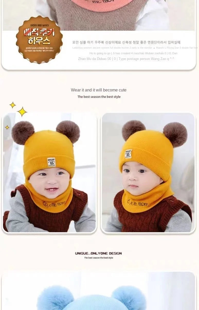 Autumn Winter Baby Knit Hat Stretchable Warm Ear Flap Beanie Toddler Infant Cap Washable Cozy Hat for Boys Girls Daily Wear