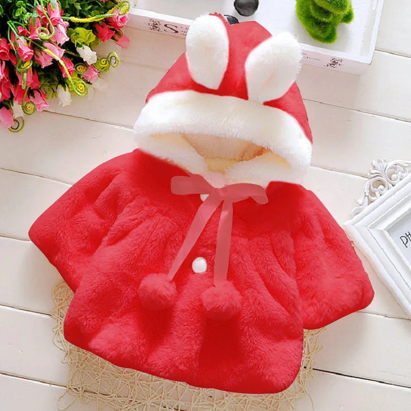 Baby girl clothes 0-3Y winter coat thick warm wool fur coat girl wool sweater coat pearl princess coat Kids Cute Coat Clothes