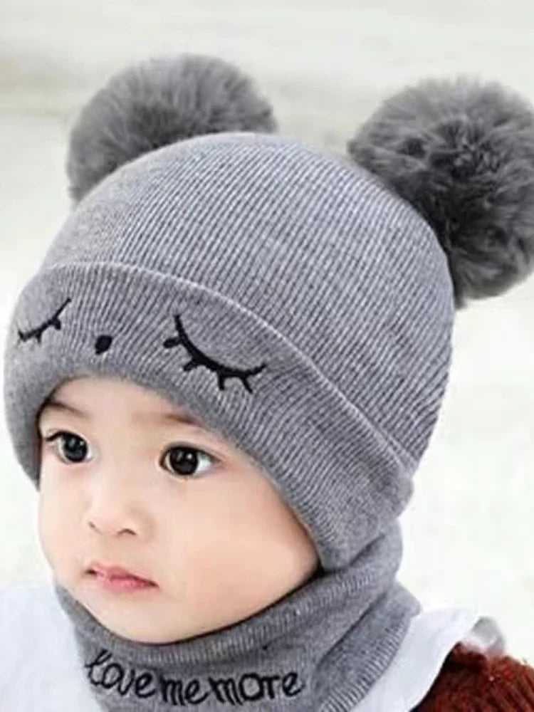 Autumn Winter Baby Knit Hat Stretchable Warm Ear Flap Beanie Toddler Infant Cap Washable Cozy Hat for Boys Girls Daily Wear