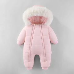 AYNIGIELL 2025 Winter New Jumpsuit with Thickened Warm Hooded Jumpsuit and Built-in Fleece for Baby Girl and Baby Boy Clothing