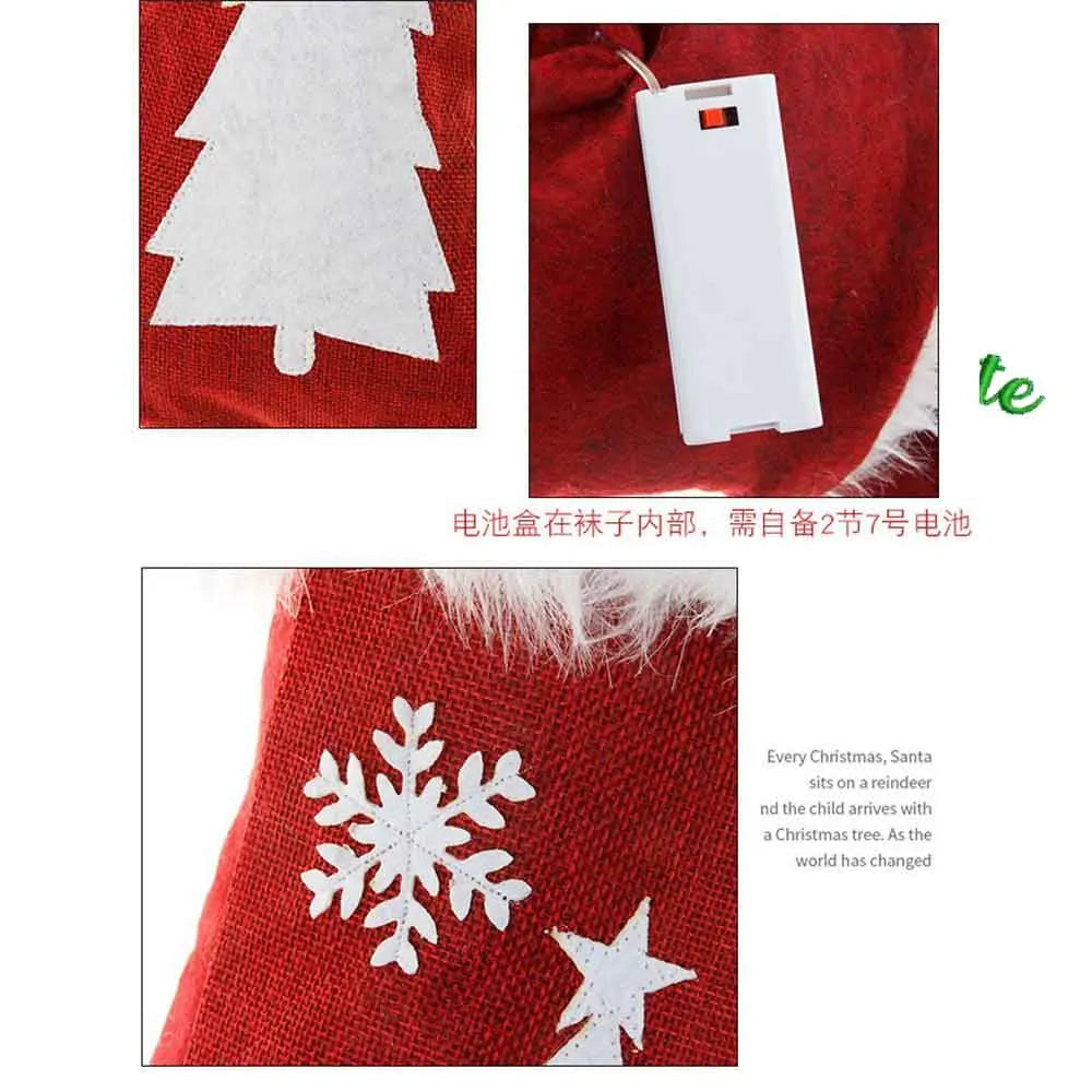 Personalized Name LED Christmas Socks - Custom Holiday Gift Bag - Children's Christmas Decorations - Unique Christmas Gifts