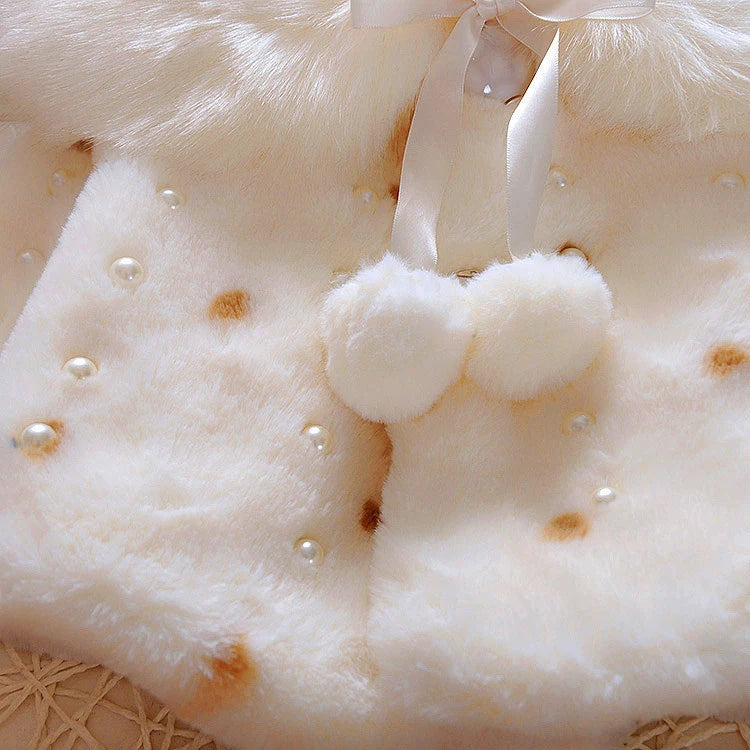 Baby girl clothes 0-3Y winter coat thick warm wool fur coat girl wool sweater coat pearl princess coat Kids Cute Coat Clothes