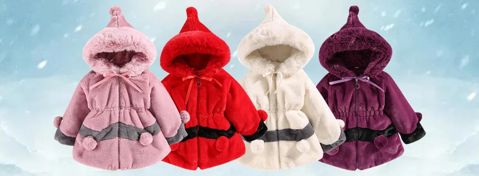 Baby girl clothes 0-3Y winter coat thick warm wool fur coat girl wool sweater coat pearl princess coat Kids Cute Coat Clothes