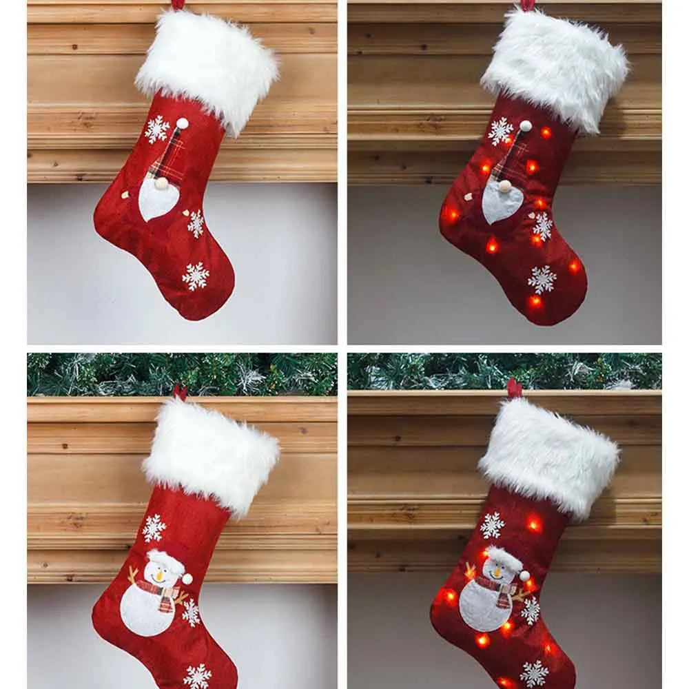 Personalized Name LED Christmas Socks - Custom Holiday Gift Bag - Children's Christmas Decorations - Unique Christmas Gifts