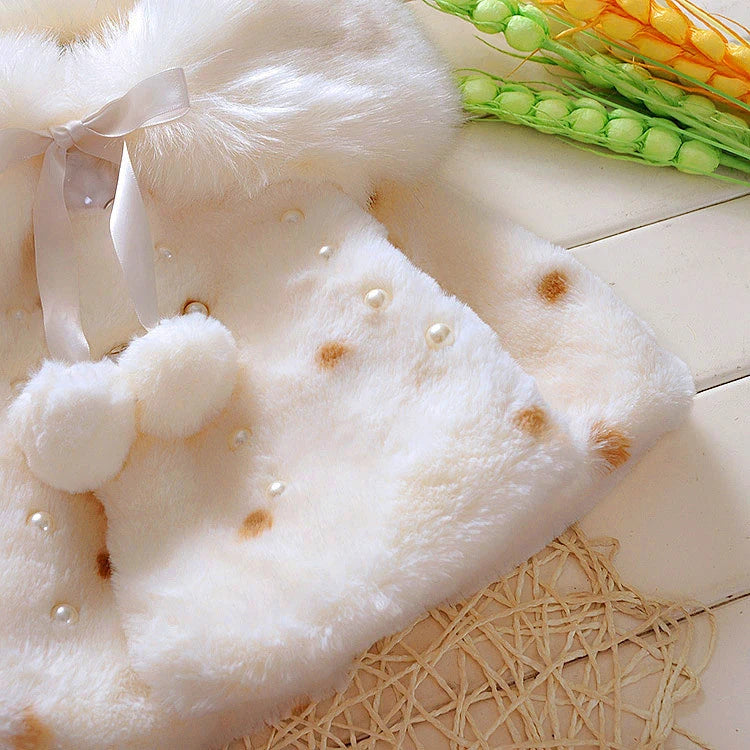 Baby girl clothes 0-3Y winter coat thick warm wool fur coat girl wool sweater coat pearl princess coat Kids Cute Coat Clothes