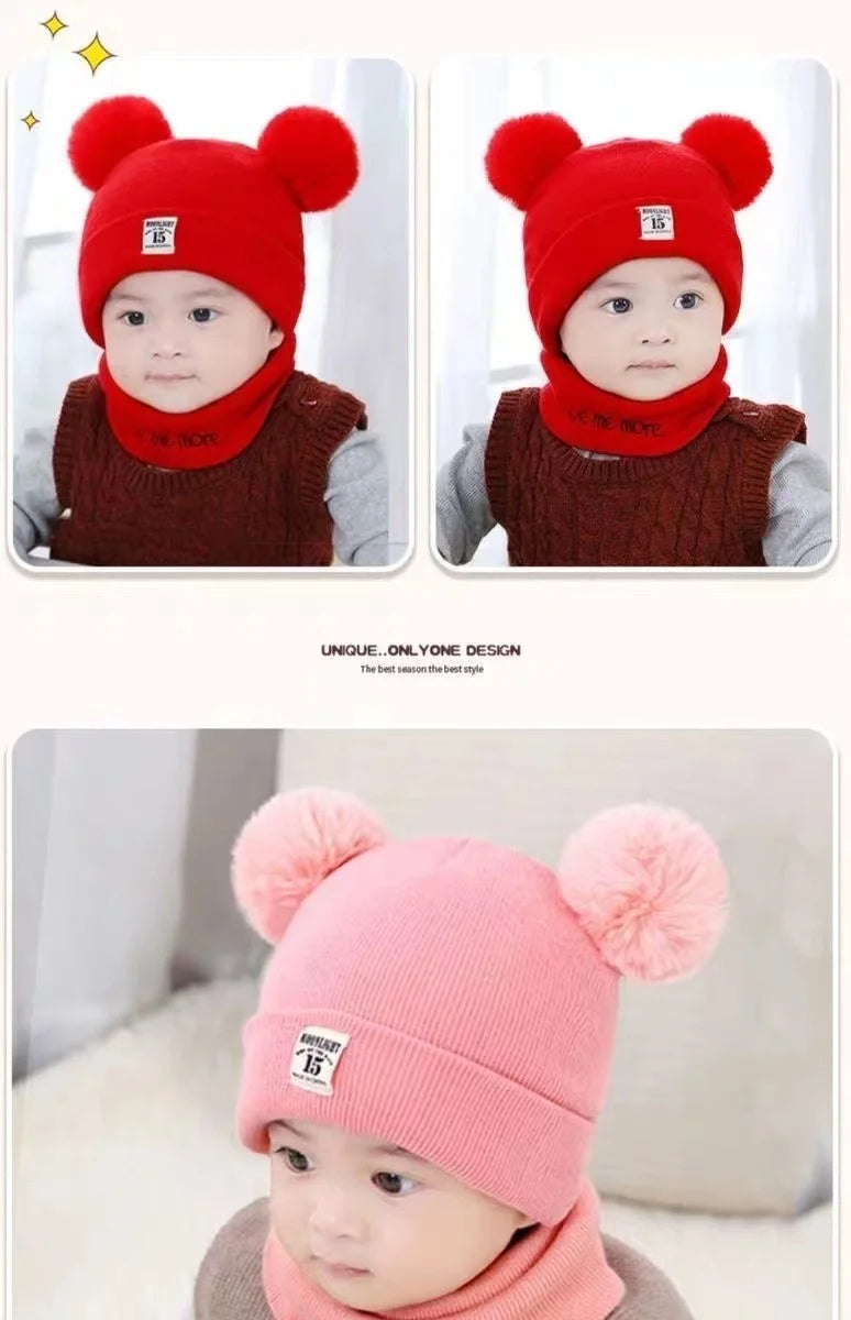 Autumn Winter Baby Knit Hat Stretchable Warm Ear Flap Beanie Toddler Infant Cap Washable Cozy Hat for Boys Girls Daily Wear