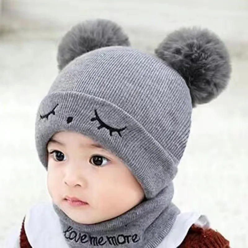 Autumn Winter Baby Knit Hat Stretchable Warm Ear Flap Beanie Toddler Infant Cap Washable Cozy Hat for Boys Girls Daily Wear
