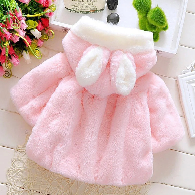 Baby girl clothes 0-3Y winter coat thick warm wool fur coat girl wool sweater coat pearl princess coat Kids Cute Coat Clothes