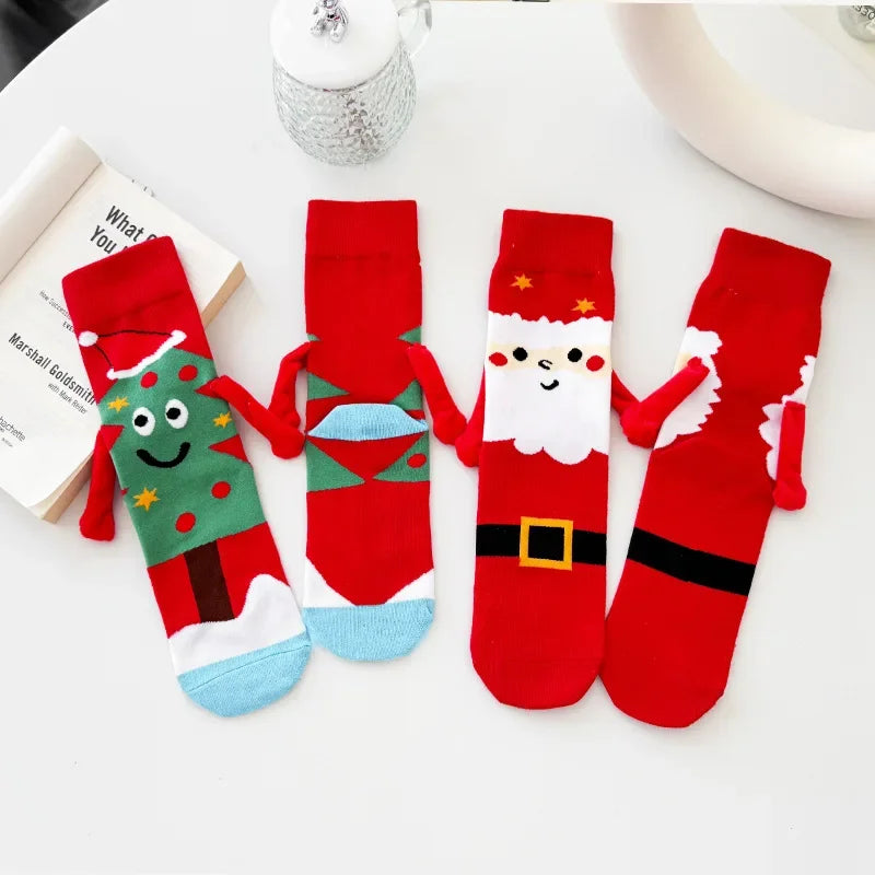 1 Pair Christmas Socks - Soft & Cozy Gumball Socks with Santa & Snowman Designs, Red & Green Winter Theme,Perfect for Home Decor