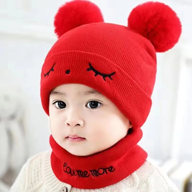 Autumn Winter Baby Knit Hat Stretchable Warm Ear Flap Beanie Toddler Infant Cap Washable Cozy Hat for Boys Girls Daily Wear