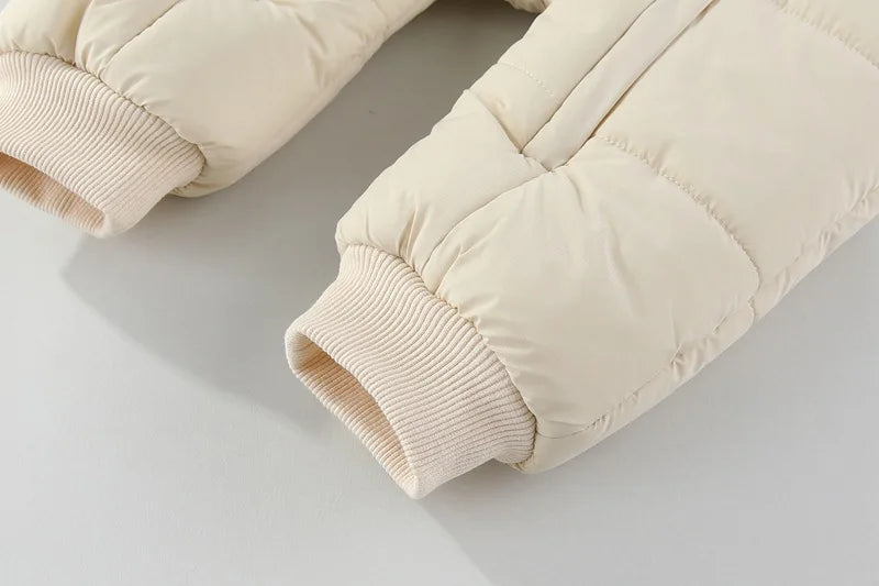 AYNIGIELL 2025 Winter New Jumpsuit with Thickened Warm Hooded Jumpsuit and Built-in Fleece for Baby Girl and Baby Boy Clothing