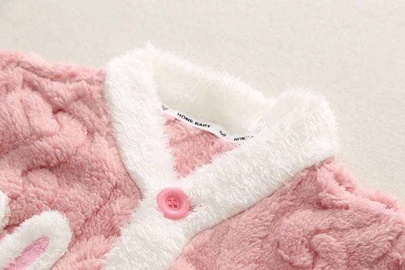Girls' Autumn Winter Sleepwear Set Baby Fashion Plush Home Clothes Infant Children Small Cute Fleece Coral Velvet Pajamas